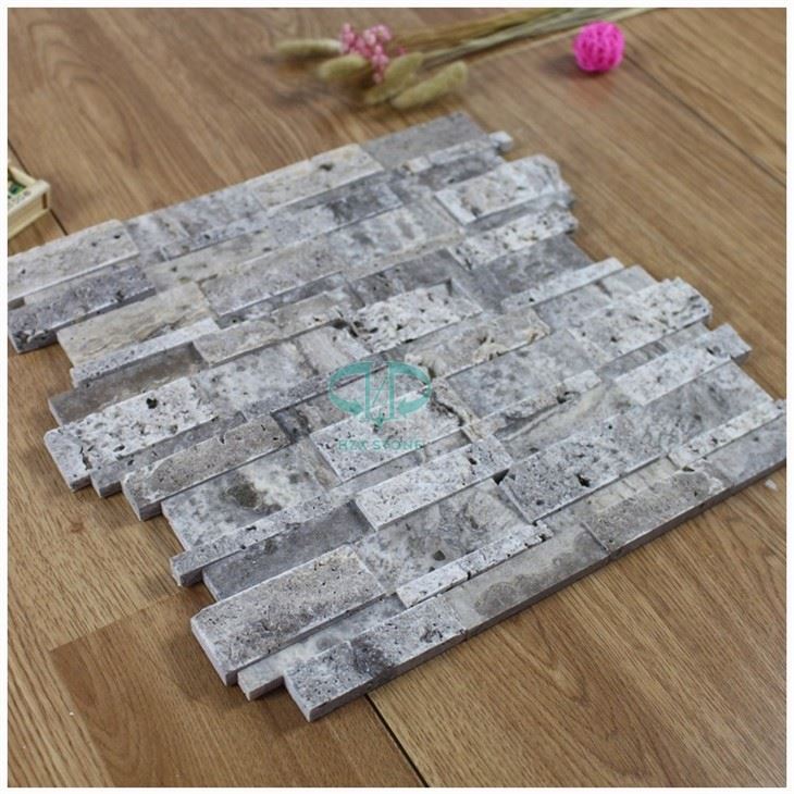 Silver Travertine Ledger Stone Veneer Tile
